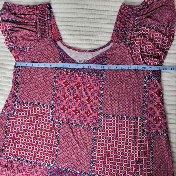 Torrid Super Soft Slub Jersey Tunic Top 3X Plus Size Boho Patchwork Red Purple - Picture 5 of 8